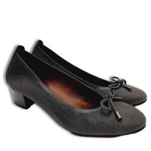 HISPANITAS Spain Textured Chunky Block Heel Pumps w/ Bow Grey Sz 9.5 | Eur 41